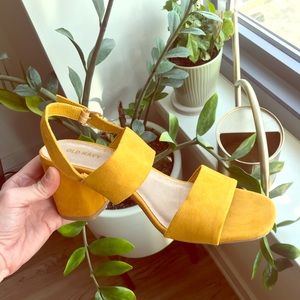 Faux- Suede Slingback Block-Heel Sandals